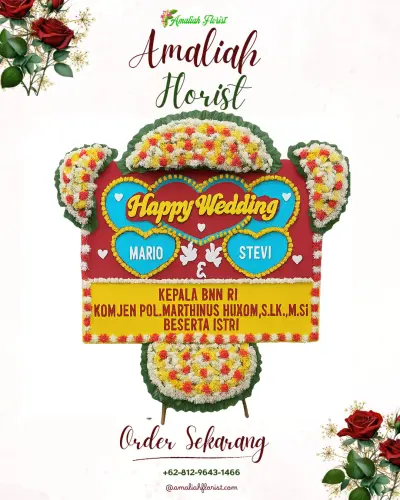Karangan Papan Bunga Pernikahan di Titipapan